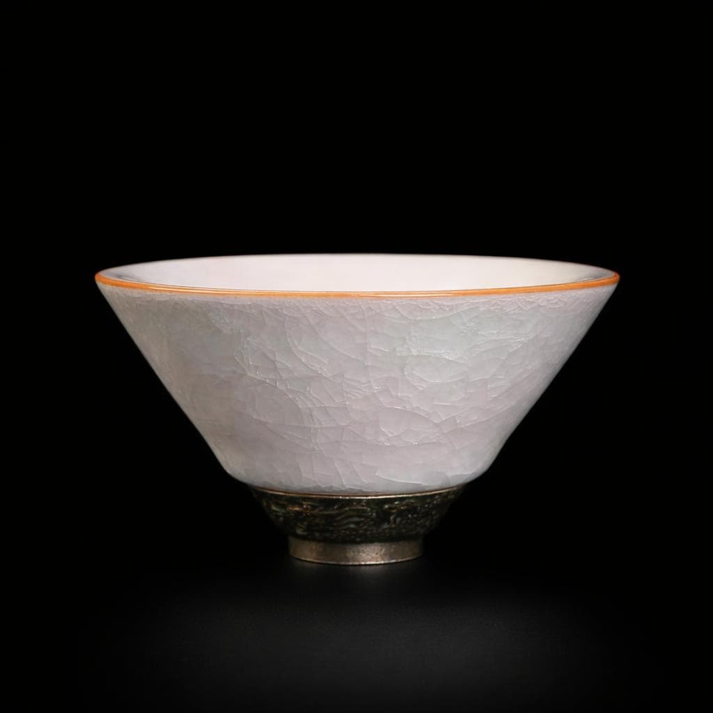 Crackle Glaze Collection Ru Kiln Conical Cup · White